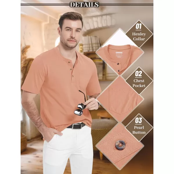 MAGCOMSEN Men's Henley Shirts Short Sleeve Pocket Tee Shirts Cotton Casual T-Shirts Vintage Plain Shirts Summer Fashion