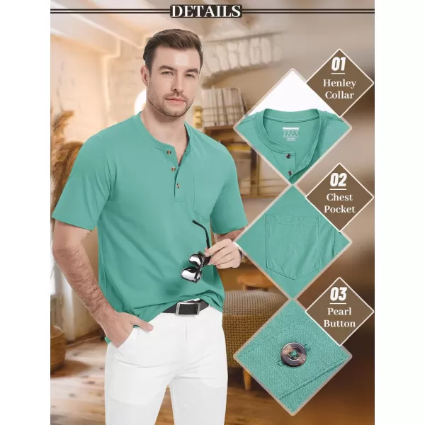 MAGCOMSEN Men's Henley Shirts Short Sleeve Pocket Tee Shirts Cotton Casual T-Shirts Vintage Plain Shirts Summer Fashion
