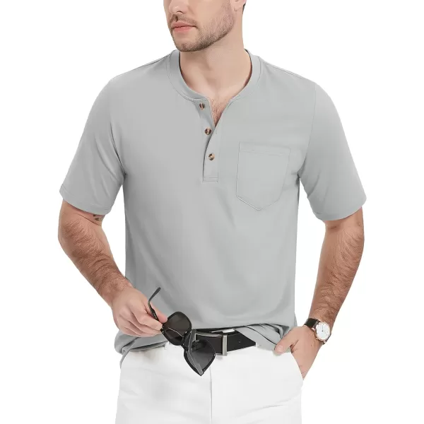 MAGCOMSEN Men's Henley Shirts Short Sleeve Pocket Tee Shirts Cotton Casual T-Shirts Vintage Plain Shirts Summer Fashion