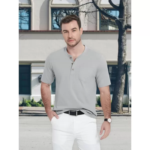 MAGCOMSEN Men's Henley Shirts Short Sleeve Pocket Tee Shirts Cotton Casual T-Shirts Vintage Plain Shirts Summer Fashion