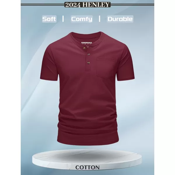 MAGCOMSEN Men's Henley Shirts Short Sleeve Pocket Tee Shirts Cotton Casual T-Shirts Vintage Plain Shirts Summer Fashion