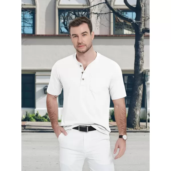 MAGCOMSEN Men's Henley Shirts Short Sleeve Pocket Tee Shirts Cotton Casual T-Shirts Vintage Plain Shirts Summer Fashion