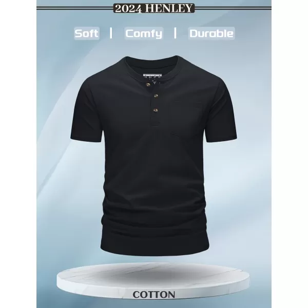 MAGCOMSEN Men's Henley Shirts Short Sleeve Pocket Tee Shirts Cotton Casual T-Shirts Vintage Plain Shirts Summer Fashion
