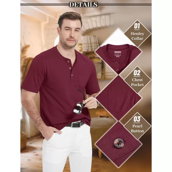 MAGCOMSEN Men's Henley Shirts Short Sleeve Pocket Tee Shirts Cotton Casual T-Shirts Vintage Plain Shirts Summer Fashion