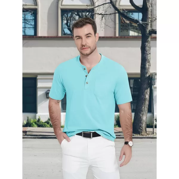 MAGCOMSEN Men's Henley Shirts Short Sleeve Pocket Tee Shirts Cotton Casual T-Shirts Vintage Plain Shirts Summer Fashion