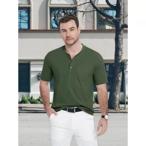 MAGCOMSEN Men's Henley Shirts Short Sleeve Pocket Tee Shirts Cotton Casual T-Shirts Vintage Plain Shirts Summer Fashion