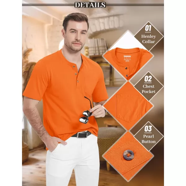 MAGCOMSEN Men's Henley Shirts Short Sleeve Pocket Tee Shirts Cotton Casual T-Shirts Vintage Plain Shirts Summer Fashion