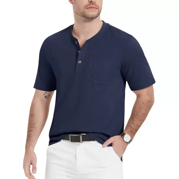 MAGCOMSEN Men's Henley Shirts Short Sleeve Pocket Tee Shirts Cotton Casual T-Shirts Vintage Plain Shirts Summer Fashion