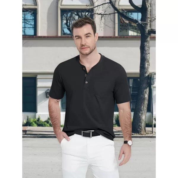 MAGCOMSEN Men's Henley Shirts Short Sleeve Pocket Tee Shirts Cotton Casual T-Shirts Vintage Plain Shirts Summer Fashion