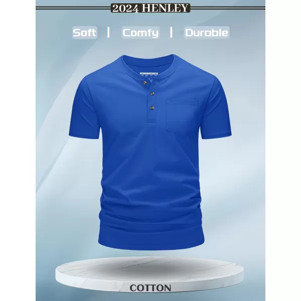 MAGCOMSEN Men's Henley Shirts Short Sleeve Pocket Tee Shirts Cotton Casual T-Shirts Vintage Plain Shirts Summer Fashion