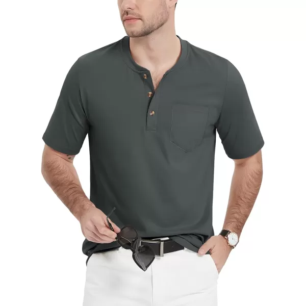 MAGCOMSEN Men's Henley Shirts Short Sleeve Pocket Tee Shirts Cotton Casual T-Shirts Vintage Plain Shirts Summer Fashion