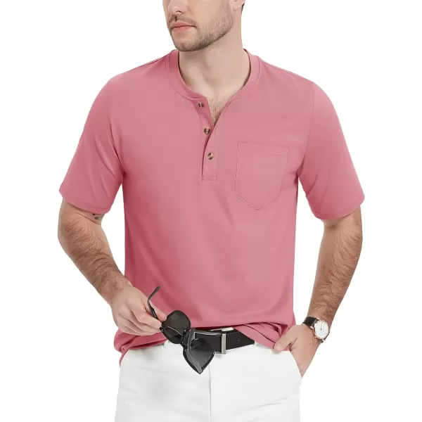MAGCOMSEN Men's Henley Shirts Short Sleeve Pocket Tee Shirts Cotton Casual T-Shirts Vintage Plain Shirts Summer Fashion