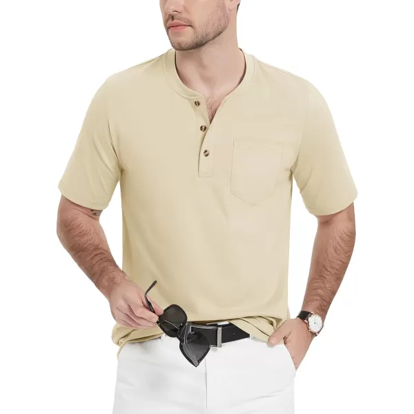 MAGCOMSEN Men's Henley Shirts Short Sleeve Pocket Tee Shirts Cotton Casual T-Shirts Vintage Plain Shirts Summer Fashion