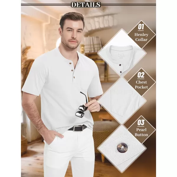 MAGCOMSEN Men's Henley Shirts Short Sleeve Pocket Tee Shirts Cotton Casual T-Shirts Vintage Plain Shirts Summer Fashion