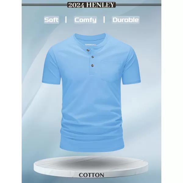 MAGCOMSEN Men's Henley Shirts Short Sleeve Pocket Tee Shirts Cotton Casual T-Shirts Vintage Plain Shirts Summer Fashion
