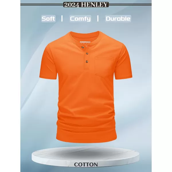 MAGCOMSEN Men's Henley Shirts Short Sleeve Pocket Tee Shirts Cotton Casual T-Shirts Vintage Plain Shirts Summer Fashion