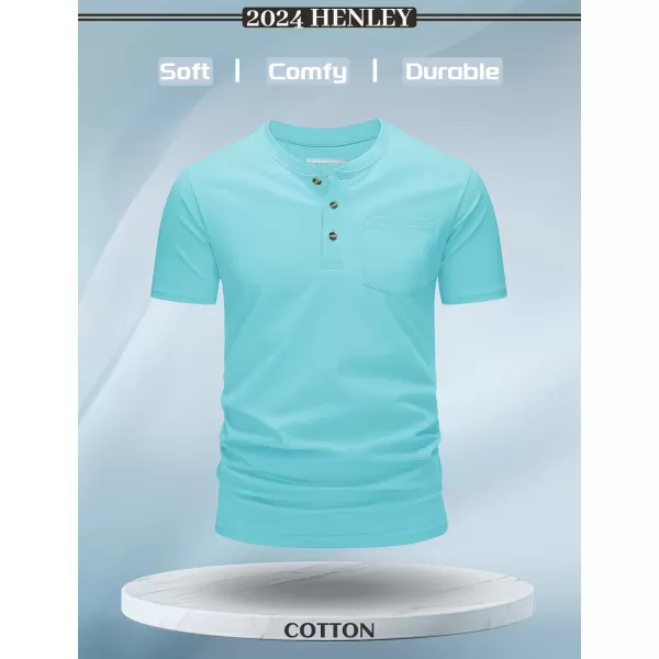 MAGCOMSEN Men's Henley Shirts Short Sleeve Pocket Tee Shirts Cotton Casual T-Shirts Vintage Plain Shirts Summer Fashion