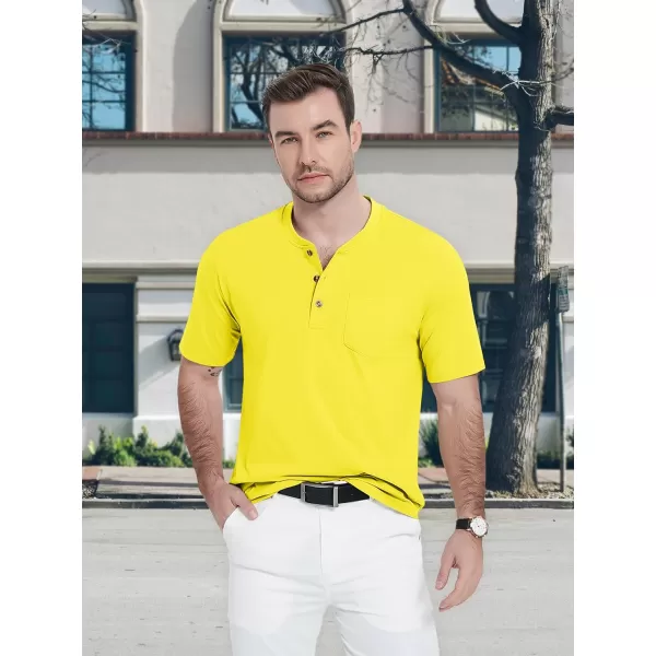 MAGCOMSEN Men's Henley Shirts Short Sleeve Pocket Tee Shirts Cotton Casual T-Shirts Vintage Plain Shirts Summer Fashion