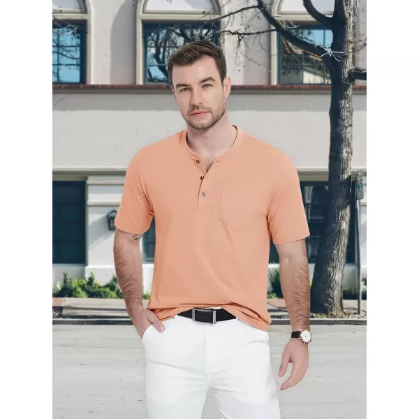 MAGCOMSEN Men's Henley Shirts Short Sleeve Pocket Tee Shirts Cotton Casual T-Shirts Vintage Plain Shirts Summer Fashion