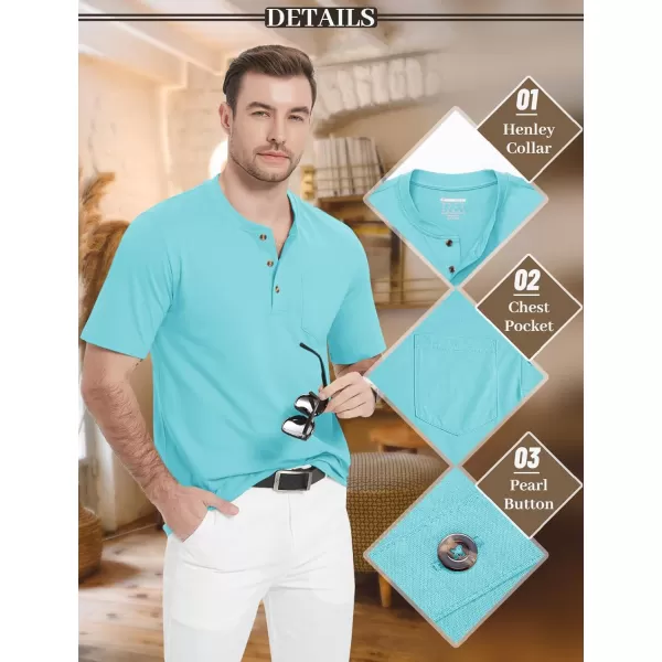 MAGCOMSEN Men's Henley Shirts Short Sleeve Pocket Tee Shirts Cotton Casual T-Shirts Vintage Plain Shirts Summer Fashion