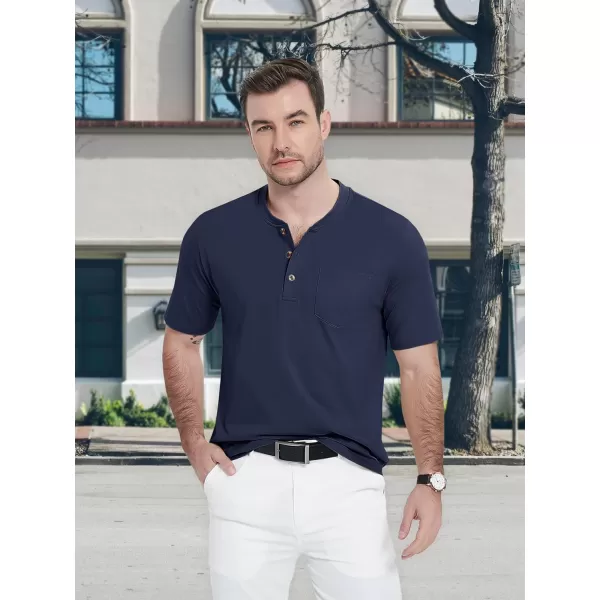 MAGCOMSEN Men's Henley Shirts Short Sleeve Pocket Tee Shirts Cotton Casual T-Shirts Vintage Plain Shirts Summer Fashion