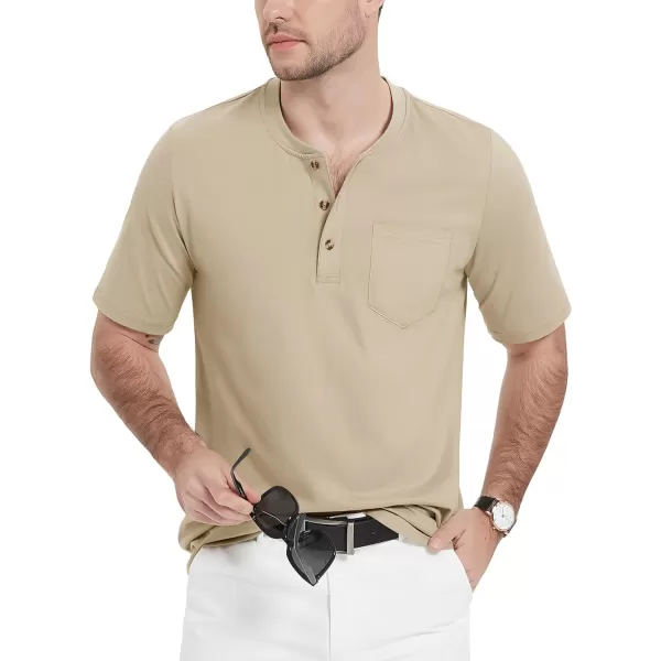 MAGCOMSEN Men's Henley Shirts Short Sleeve Pocket Tee Shirts Cotton Casual T-Shirts Vintage Plain Shirts Summer Fashion