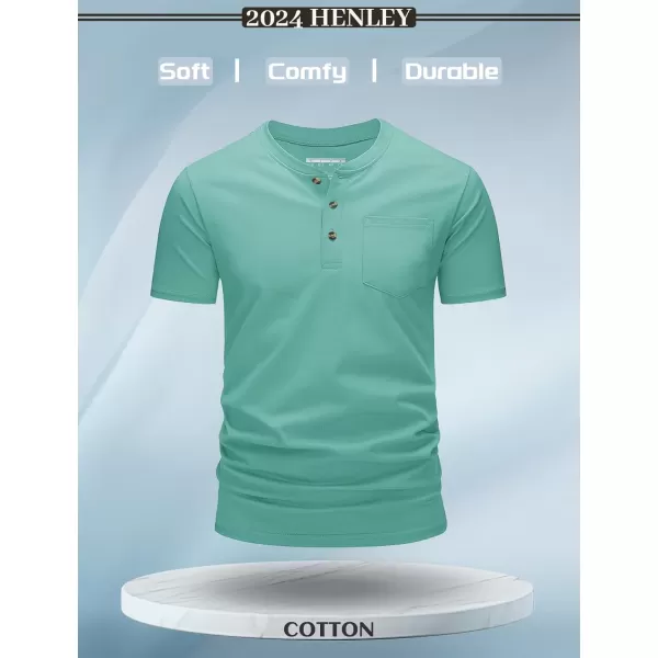 MAGCOMSEN Men's Henley Shirts Short Sleeve Pocket Tee Shirts Cotton Casual T-Shirts Vintage Plain Shirts Summer Fashion