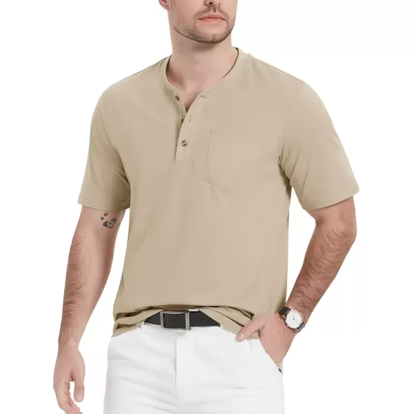 MAGCOMSEN Men's Henley Shirts Short Sleeve Pocket Tee Shirts Cotton Casual T-Shirts Vintage Plain Shirts Summer Fashion