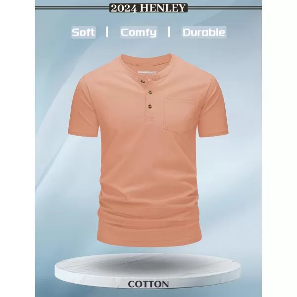 MAGCOMSEN Men's Henley Shirts Short Sleeve Pocket Tee Shirts Cotton Casual T-Shirts Vintage Plain Shirts Summer Fashion