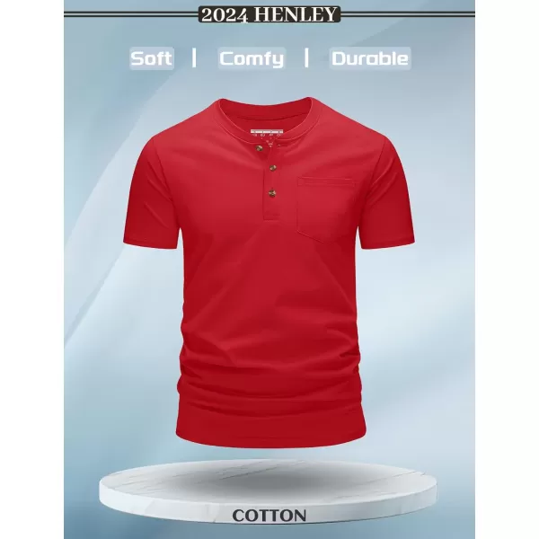 MAGCOMSEN Men's Henley Shirts Short Sleeve Pocket Tee Shirts Cotton Casual T-Shirts Vintage Plain Shirts Summer Fashion