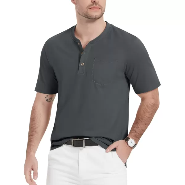 MAGCOMSEN Men's Henley Shirts Short Sleeve Pocket Tee Shirts Cotton Casual T-Shirts Vintage Plain Shirts Summer Fashion