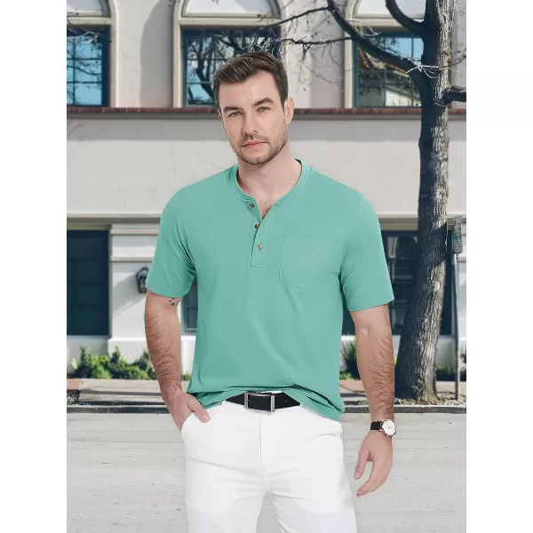 MAGCOMSEN Men's Henley Shirts Short Sleeve Pocket Tee Shirts Cotton Casual T-Shirts Vintage Plain Shirts Summer Fashion