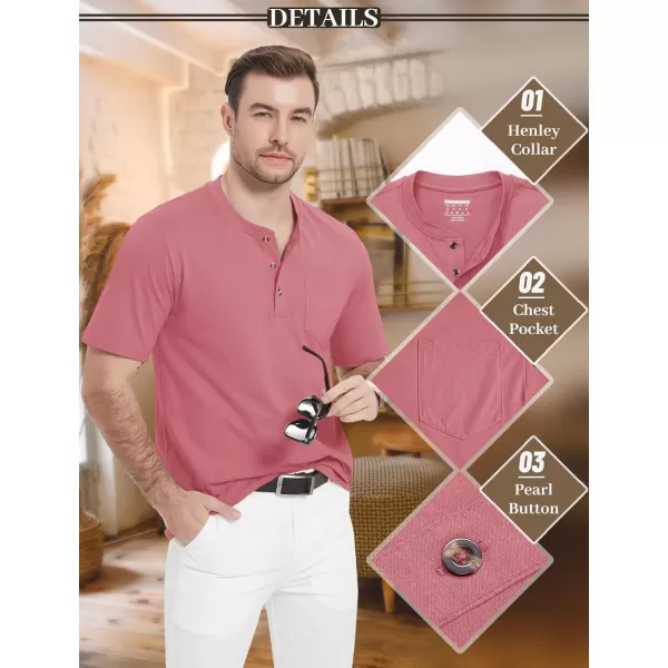MAGCOMSEN Men's Henley Shirts Short Sleeve Pocket Tee Shirts Cotton Casual T-Shirts Vintage Plain Shirts Summer Fashion