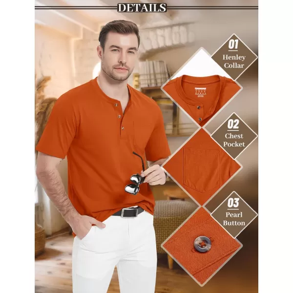 MAGCOMSEN Men's Henley Shirts Short Sleeve Pocket Tee Shirts Cotton Casual T-Shirts Vintage Plain Shirts Summer Fashion
