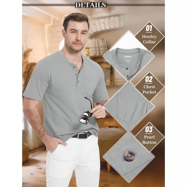 MAGCOMSEN Men's Henley Shirts Short Sleeve Pocket Tee Shirts Cotton Casual T-Shirts Vintage Plain Shirts Summer Fashion