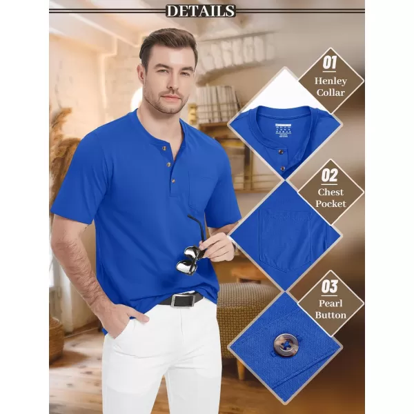 MAGCOMSEN Men's Henley Shirts Short Sleeve Pocket Tee Shirts Cotton Casual T-Shirts Vintage Plain Shirts Summer Fashion