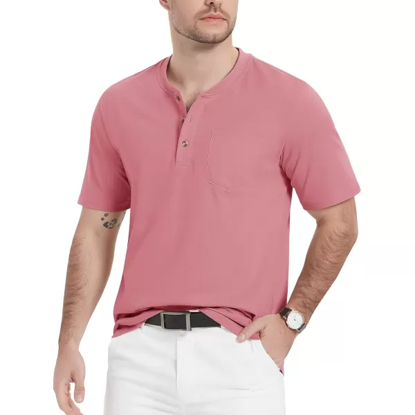 MAGCOMSEN Men's Henley Shirts Short Sleeve Pocket Tee Shirts Cotton Casual T-Shirts Vintage Plain Shirts Summer Fashion