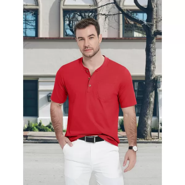 MAGCOMSEN Men's Henley Shirts Short Sleeve Pocket Tee Shirts Cotton Casual T-Shirts Vintage Plain Shirts Summer Fashion