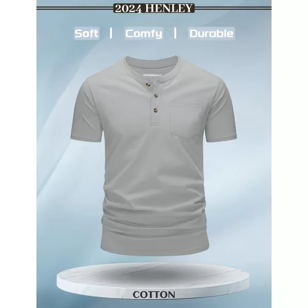 MAGCOMSEN Men's Henley Shirts Short Sleeve Pocket Tee Shirts Cotton Casual T-Shirts Vintage Plain Shirts Summer Fashion