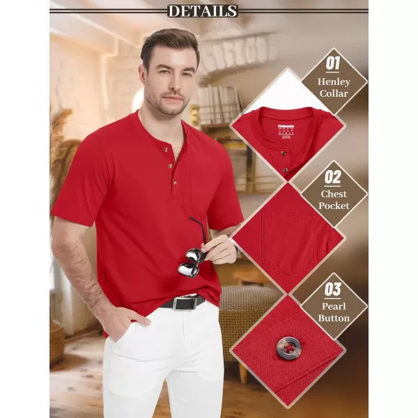 MAGCOMSEN Men's Henley Shirts Short Sleeve Pocket Tee Shirts Cotton Casual T-Shirts Vintage Plain Shirts Summer Fashion