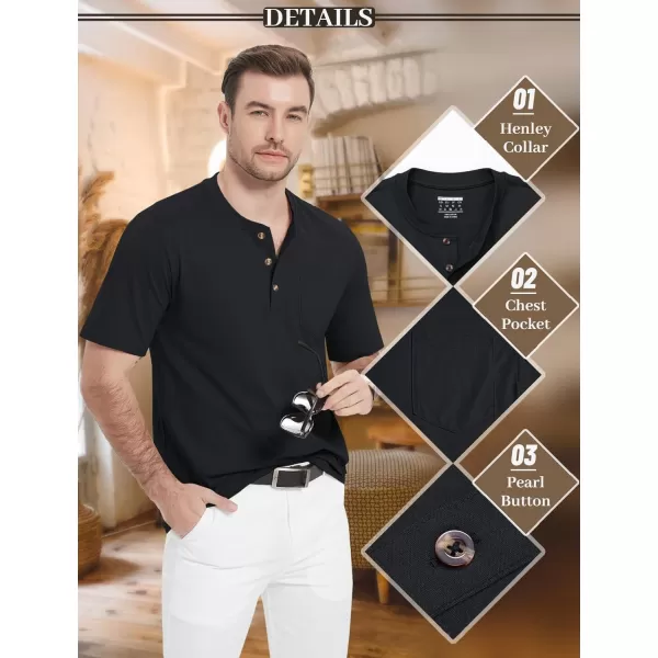 MAGCOMSEN Men's Henley Shirts Short Sleeve Pocket Tee Shirts Cotton Casual T-Shirts Vintage Plain Shirts Summer Fashion