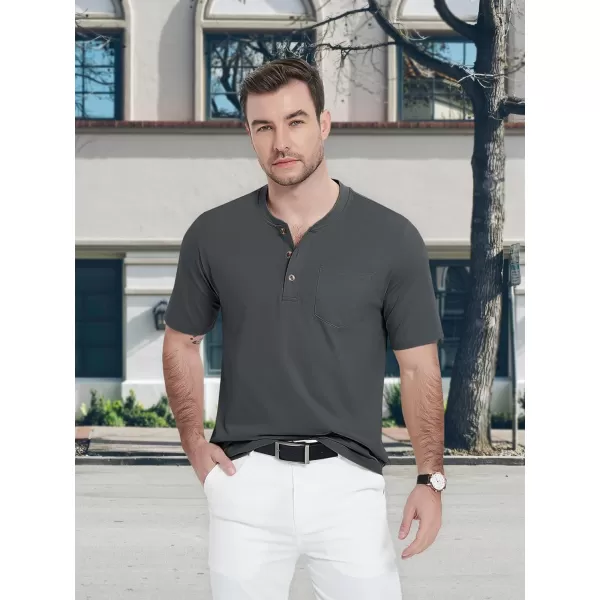 MAGCOMSEN Men's Henley Shirts Short Sleeve Pocket Tee Shirts Cotton Casual T-Shirts Vintage Plain Shirts Summer Fashion