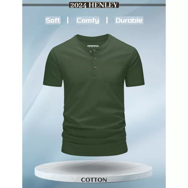 MAGCOMSEN Men's Henley Shirts Short Sleeve Pocket Tee Shirts Cotton Casual T-Shirts Vintage Plain Shirts Summer Fashion