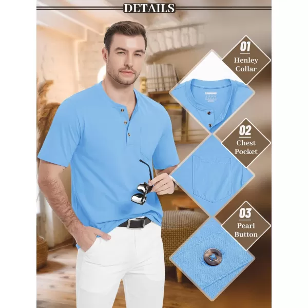 MAGCOMSEN Men's Henley Shirts Short Sleeve Pocket Tee Shirts Cotton Casual T-Shirts Vintage Plain Shirts Summer Fashion