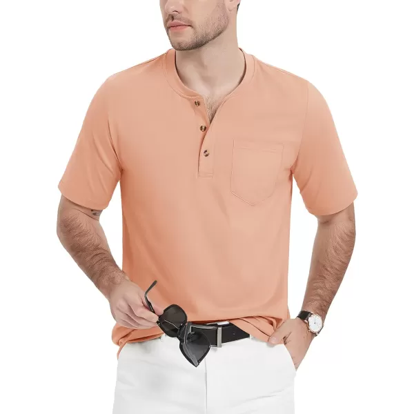 MAGCOMSEN Men's Henley Shirts Short Sleeve Pocket Tee Shirts Cotton Casual T-Shirts Vintage Plain Shirts Summer Fashion