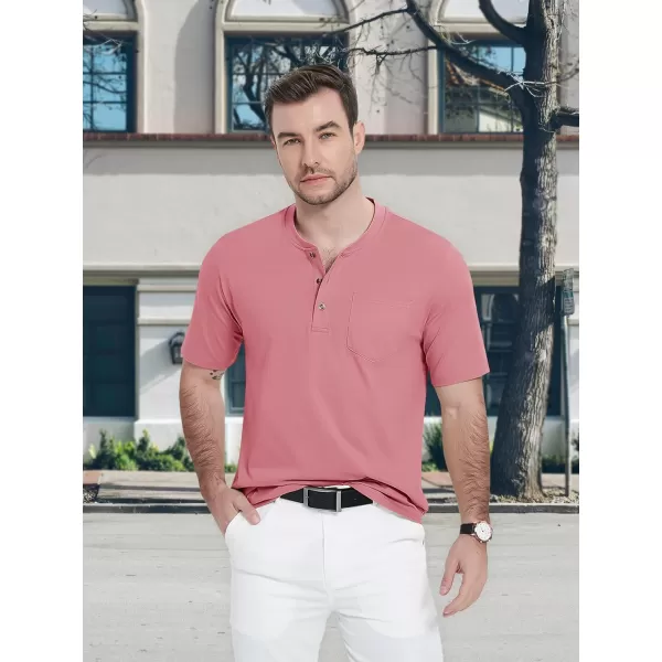 MAGCOMSEN Men's Henley Shirts Short Sleeve Pocket Tee Shirts Cotton Casual T-Shirts Vintage Plain Shirts Summer Fashion
