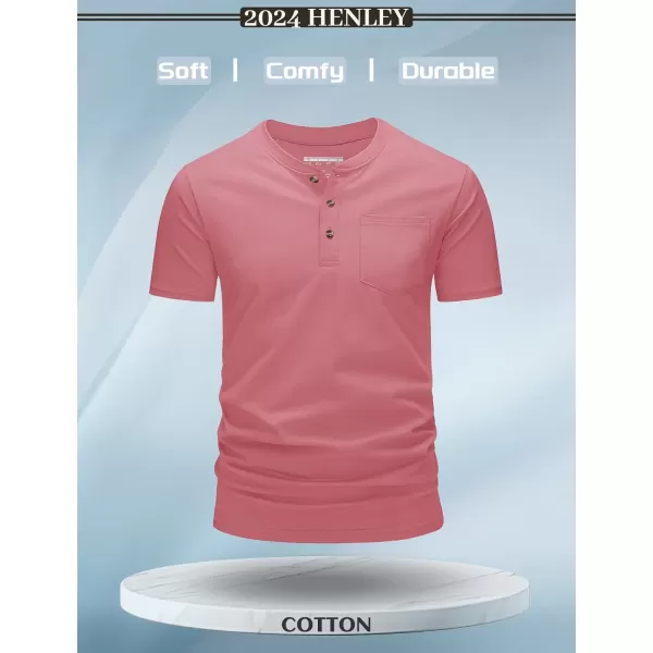 MAGCOMSEN Men's Henley Shirts Short Sleeve Pocket Tee Shirts Cotton Casual T-Shirts Vintage Plain Shirts Summer Fashion