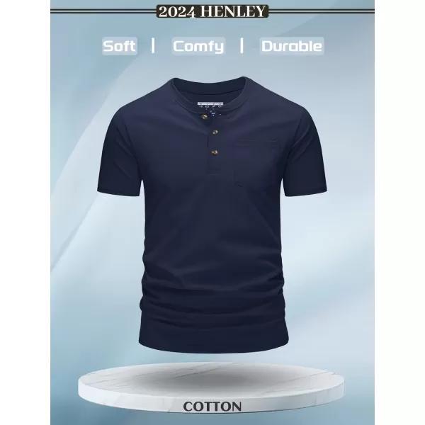 MAGCOMSEN Men's Henley Shirts Short Sleeve Pocket Tee Shirts Cotton Casual T-Shirts Vintage Plain Shirts Summer Fashion