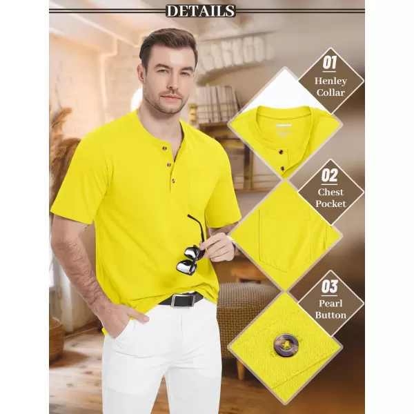 MAGCOMSEN Men's Henley Shirts Short Sleeve Pocket Tee Shirts Cotton Casual T-Shirts Vintage Plain Shirts Summer Fashion
