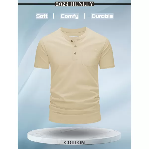 MAGCOMSEN Men's Henley Shirts Short Sleeve Pocket Tee Shirts Cotton Casual T-Shirts Vintage Plain Shirts Summer Fashion